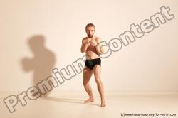 Underwear Martial art Man White Moving poses Slim Short Blond Dynamic poses Academic